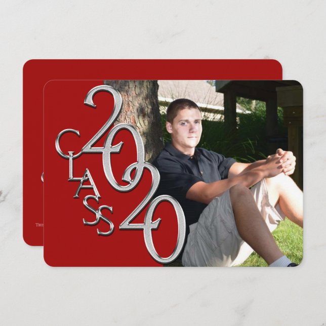 Class of 2020 Red Photo Graduation Invitation (Front/Back)