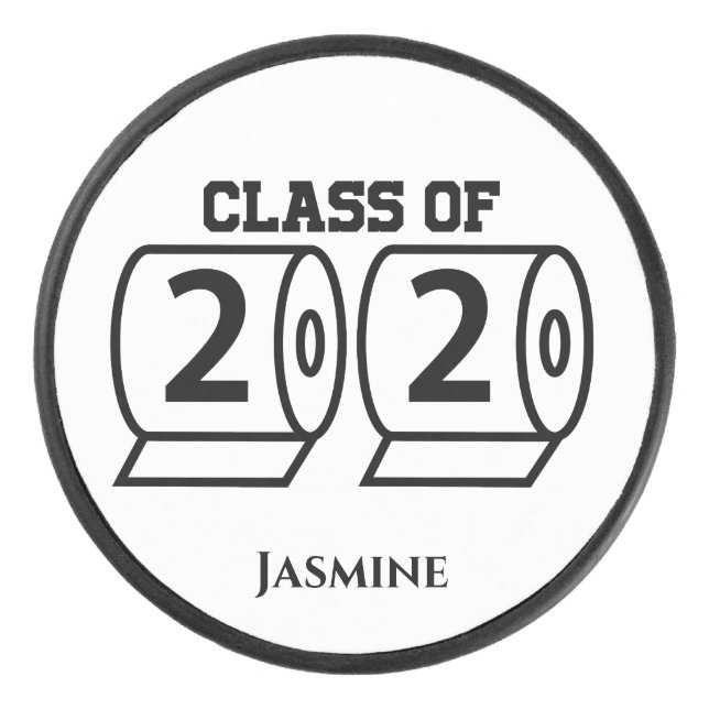 Class of 2020 Toilet Paper Custom Name Graduation Hockey Puck (Front)