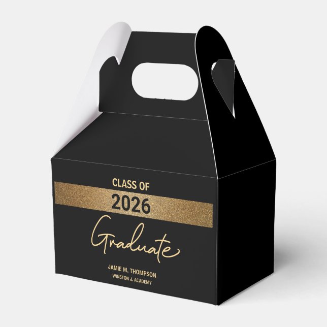 Class of 2021 Black Gold Name Graduation  Favour Box (Front Side)