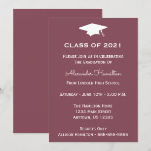 Class Of 2021 Cap Graduation Invite (Maroon)