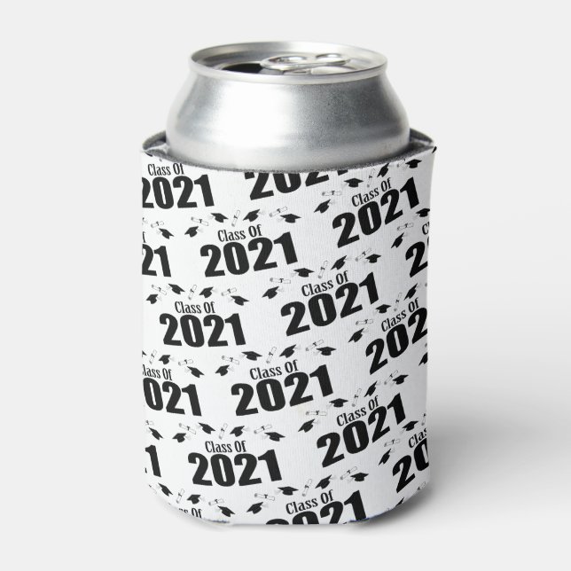 Class Of 2021 Caps And Diplomas (Black) Can Cooler (Can Front)