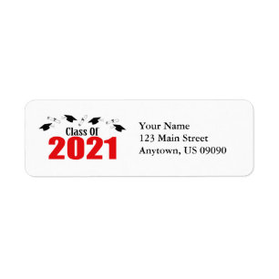 Class Of 2021 Caps And Diplomas (Red) Return Address Label
