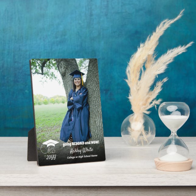 Class of 2021-Custom Grad Photo-White Script Plaque (Side)