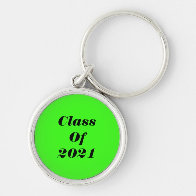 Class Of 2021 Custom Neon Green Graduation Party Key Ring (Front)