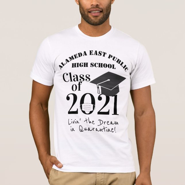Class of 2021 Cute Quarantine Face Mask Graduation T-Shirt (Front)