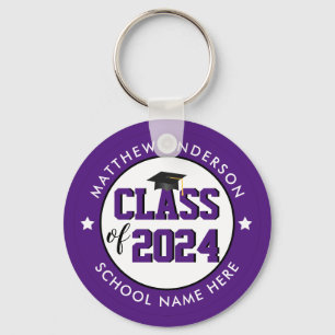 Class of 2021 Elegant Royal Purple Graduation Key Ring