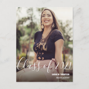 Class of 2021 Female Graduate Photo Name Announcement Postcard