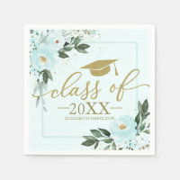 Class Of 2021 Gold Teal Floral Graduation Party