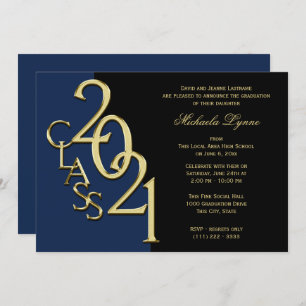 Class of 2021 Grad Gold with Colour Option Invitation