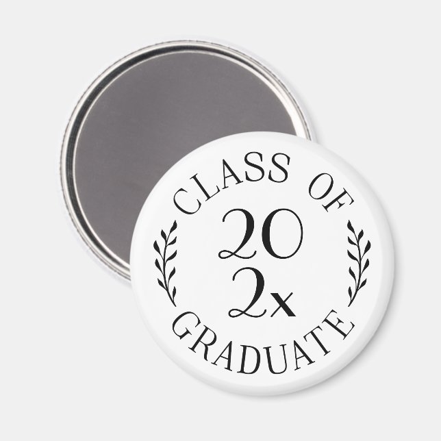 Class of 2021 Graduate Chic Black Typography Magnet (Front/Back)