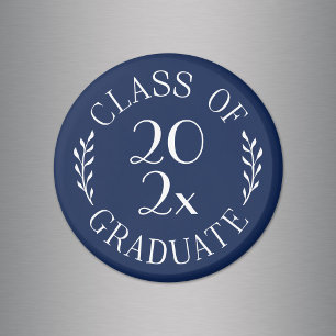 Class of 2021 Graduate Chic Typography Navy Blue Magnet