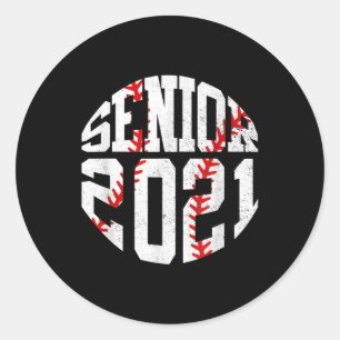 Class Of 2021 Graduate Senior 2021 Baseball Player Classic Round Sticker