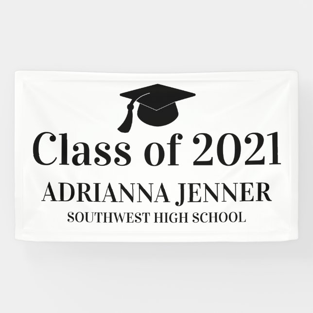 Class of 2021 Graduate Simple Typography Script Banner (Horizontal)