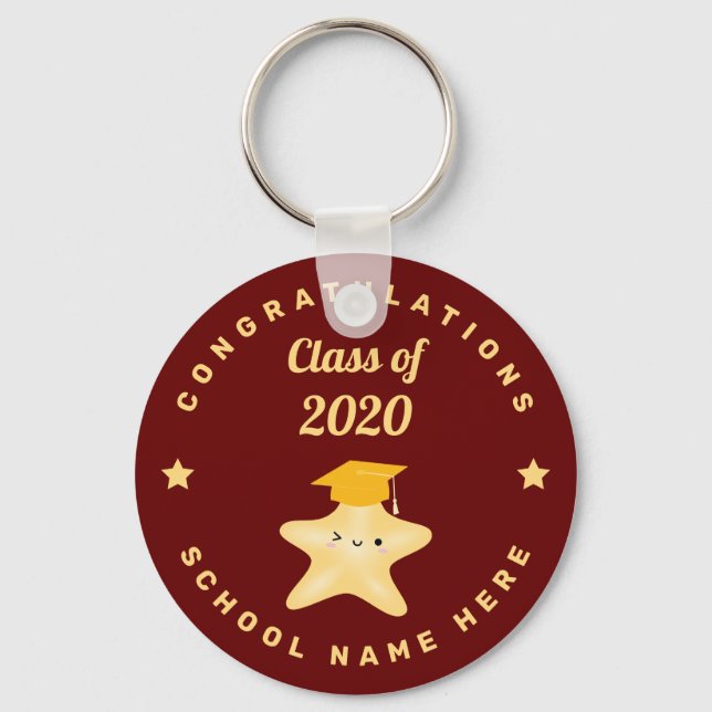 Class of 2021 Graduate Star Burgundy Graduation Key Ring (Front)