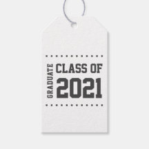 Class of 2021 Graduation Black and White Gift Tag