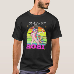 Class Of 2021 Graduation Dabbing Unicorn Middle Sc T-Shirt