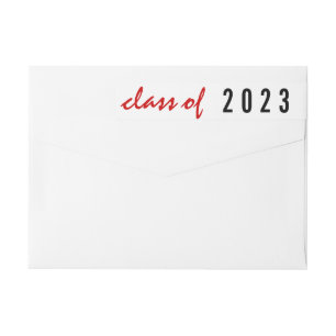 Class of 2021 graduation handwritten red, black wrap around label