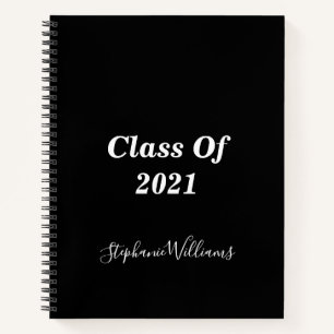 Class Of 2021 Graduation Monograms Black White Notebook