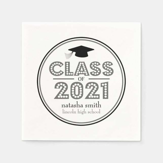 Class Of 2021 Graduation Napkins (Dark Grey) (Front)