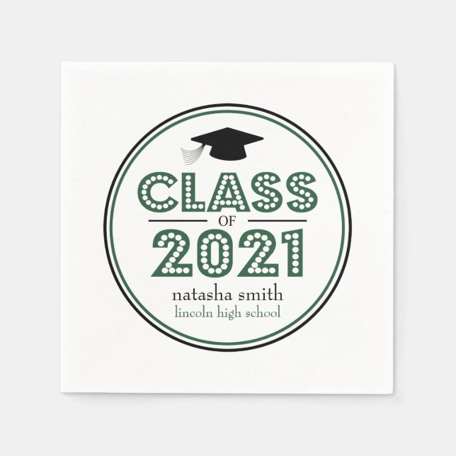 Class Of 2021 Graduation Napkins (Emerald Green) (Front)