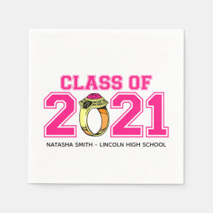 Class Of 2021 Graduation Napkins (Hot Pink Ring)