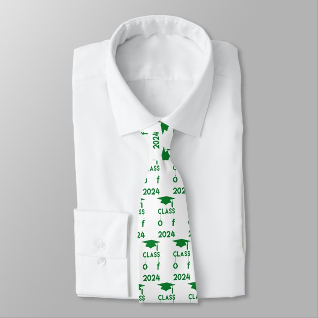 Class of 2021  - Green and White Graduation Tie (Tied)