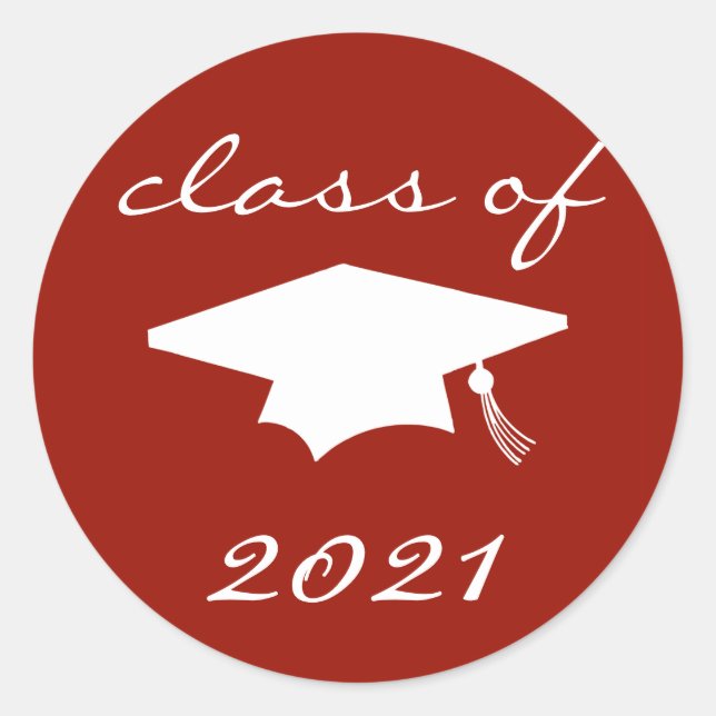 Class Of 2021 Label (Maroon Graduation Cap) (Front)