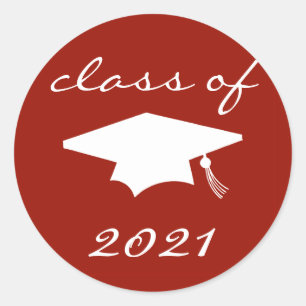 Class Of 2021 Label (Maroon Graduation Cap)