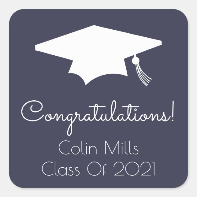 Class Of 2021 Label (Midnight Blue Graduation Cap) (Front)