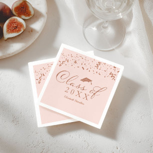 Class Of 2021 Rose Gold Foil Graduation Party Pink Napkin