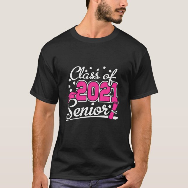 Class Of 2021 Senior Heart Graduation Grad Girls W T-Shirt (Front)
