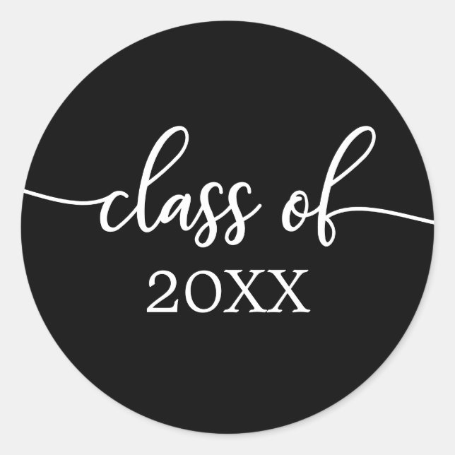 Class of 2021 Simple Chic Calligraphy Classic Roun Classic Round Sticker (Front)
