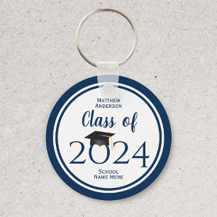 Class of 2021 Simple Elegant Navy Blue Graduation Key Ring