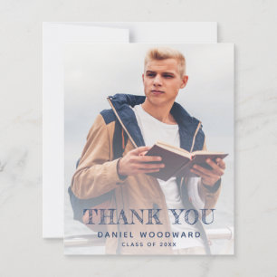 Class of 2022 2-Photo Graduation Blue Thank You