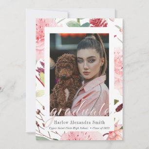Class of 2022 Blush Floral 2 Photo Graduation Announcement