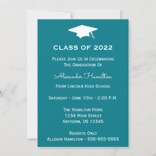 Class Of 2022 Cap Graduation Invite (Turquoise)