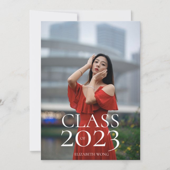 Class of 2022 Custom Text Photo Modern Graduation Announcement (Front)