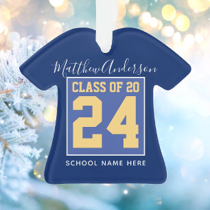 Class of 2022 Elegant Royal Blue & Gold Graduation Ornament
