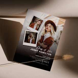 Class of 2022 Grad Multi Photo Script Graduation Invitation Postcard