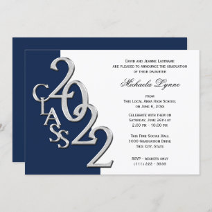 Class of 2022 Grad Silver with Colour Option Invi Invitation