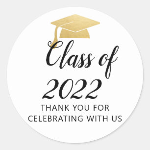 Class of 2022 Graduate Hat   Thank You  Classic Round Sticker