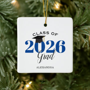 Class of 2022 Graduate Modern Dark Blue Ceramic Ornament