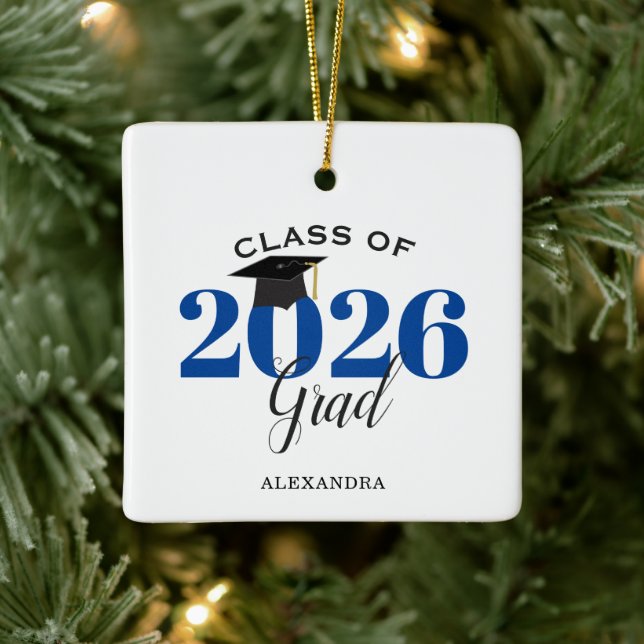 Class of 2022 Graduate Modern Dark Blue Ceramic Ornament (Tree)