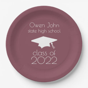 Class Of 2022 Graduation Cap (Maroon) Paper Plates