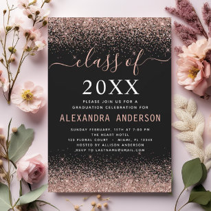 Class of 2022 Graduation Party Pink Rose Gold Invitation
