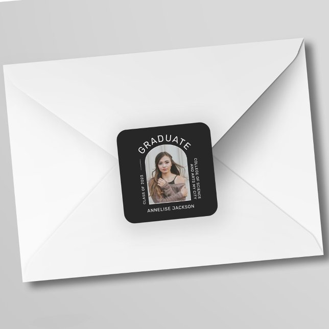 Class of 2022 minimalist simple graduate photo square sticker (Creator Uploaded)