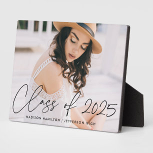 Class of 2022 Modern Black Script Graduation Photo Plaque