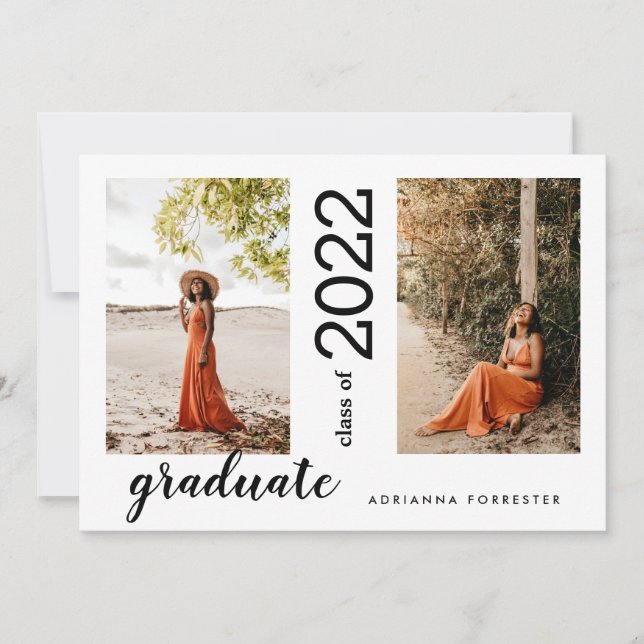 Class of 2022 | Modern Graduate Two Photos  Invitation (Front)