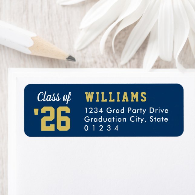 Class of 2022 Navy Gold Graduation Return Address Label (Insitu)