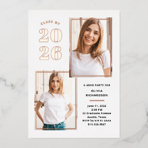 Class of 2022 Photo White and Rose Gold Grad Party